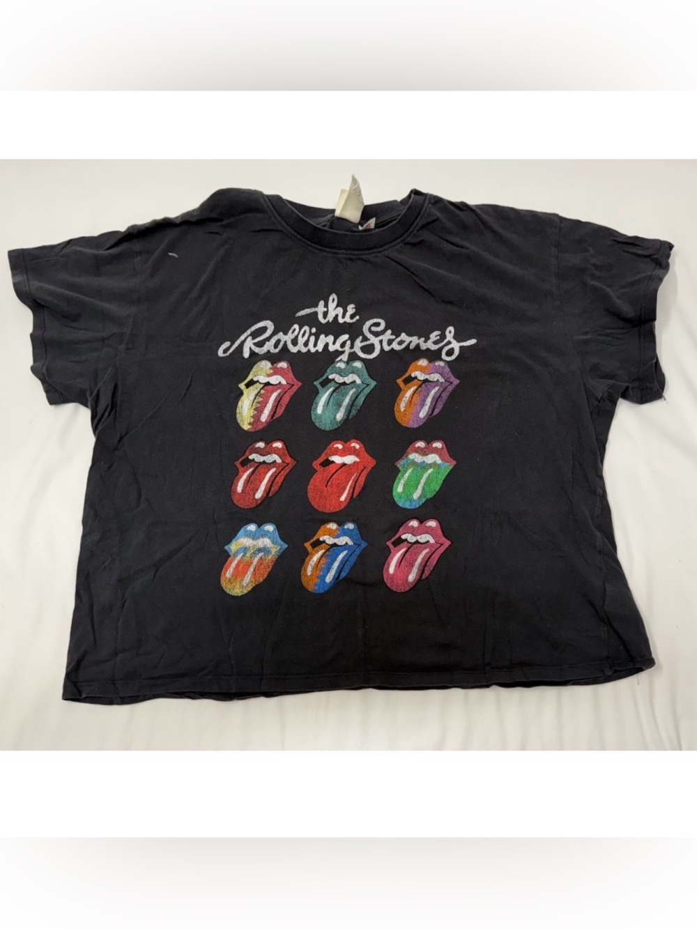 H&M Black Graphic Tee with Multicolor Tongue Print